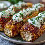 Juicy corn on the cob steamed in the microwave and coated with savory garlic butter for a simple, delicious treat.