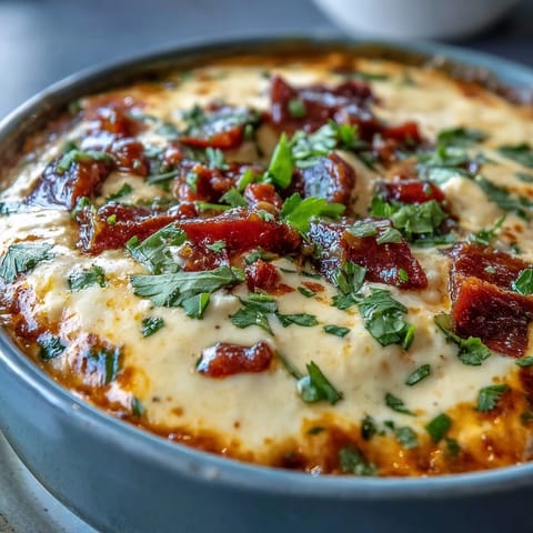 A warm pot of Queso Dip bubbling with melted cheddar and Monterey Jack, ready for a Super Bowl party.