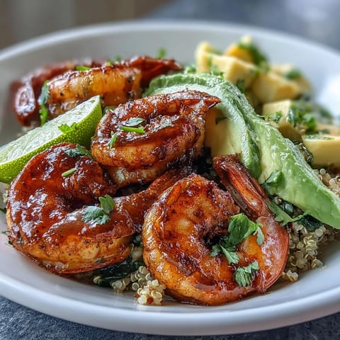 Fresh Shrimp and Creamy Avocado Bowls with Zesty Mango Salsa and Lime Chili Sauce