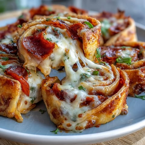 Close-up of Tortilla Pizza Rolls showing a gooey cheese pull and pepperoni filling on a rustic wooden board.