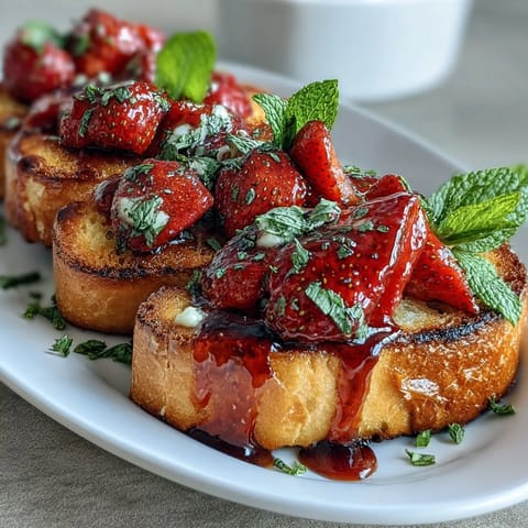 Fresh Strawberry Bruschetta Mint