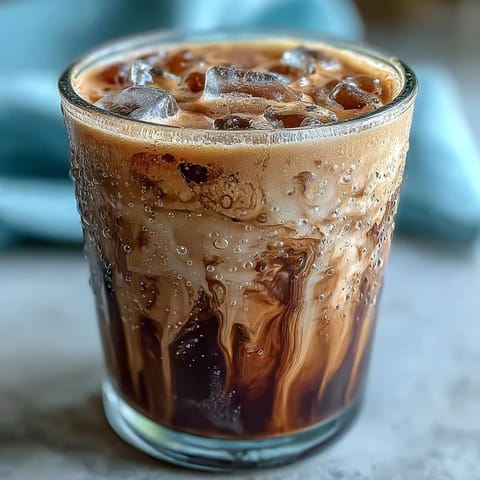 Iced Brown Sugar Oat Milk Shaken Espresso, frothy and visually inviting with layered milk.