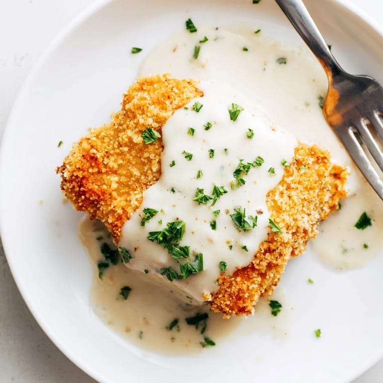Southern style Chicken Fried Steak topped with rich peppery gravy, alongside fluffy mashed potatoes and green beans.