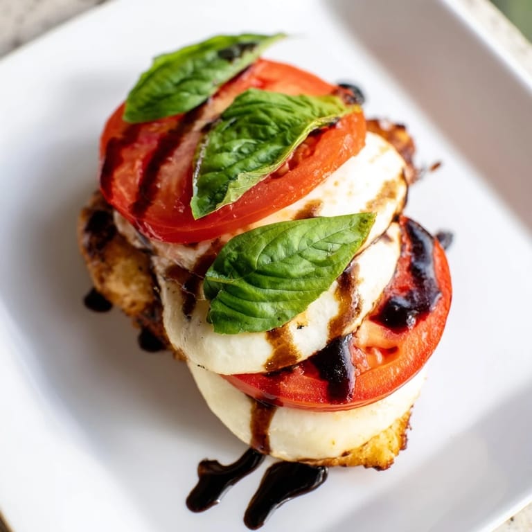 Homemade Caprese Chicken Skillet served over zucchini noodles with a fresh garden salad.