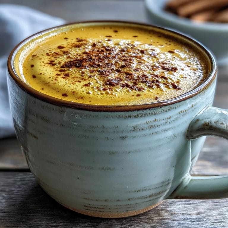 Bright yellow Turmeric and Ginger Golden Milk with warming spice, ready to enjoy.
