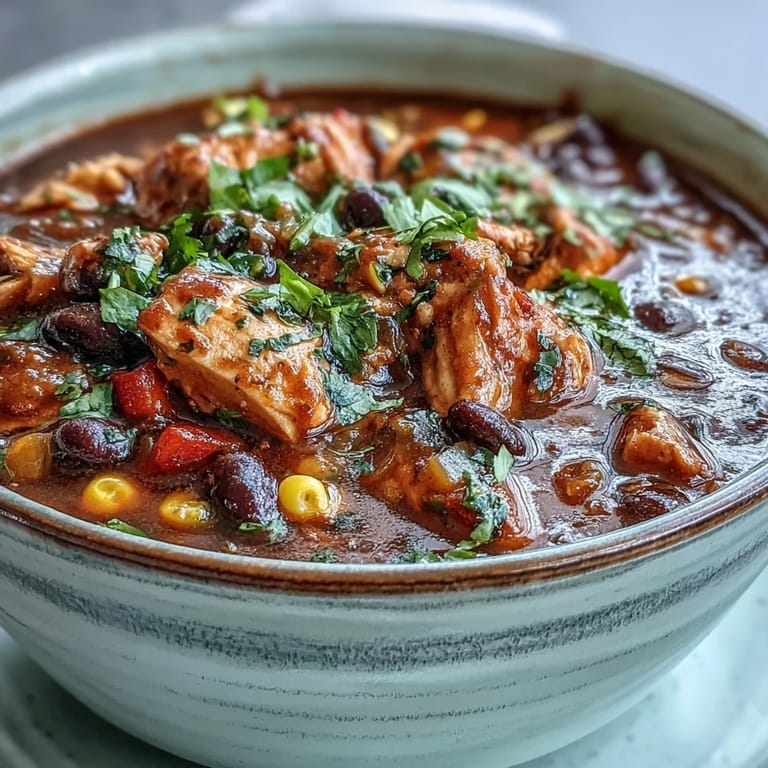 Vibrant Southwestern Turkey Soup simmering in a pot with colorful bell peppers and fresh cilantro garnish.
