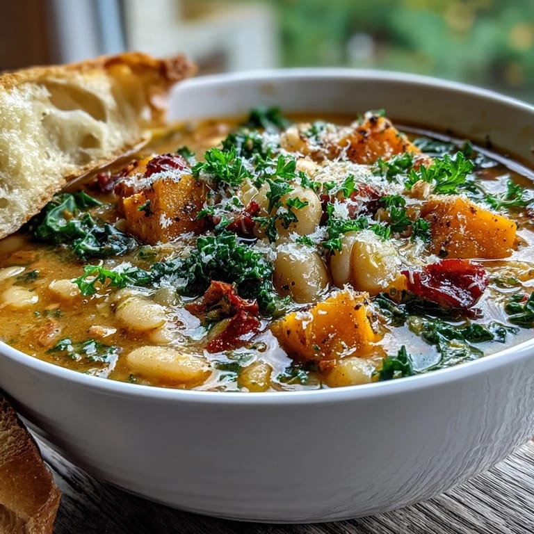 Steaming pot of Winter Minestrone Soup, featuring diced zucchini, carrots, and pasta in a rich vegetable broth.