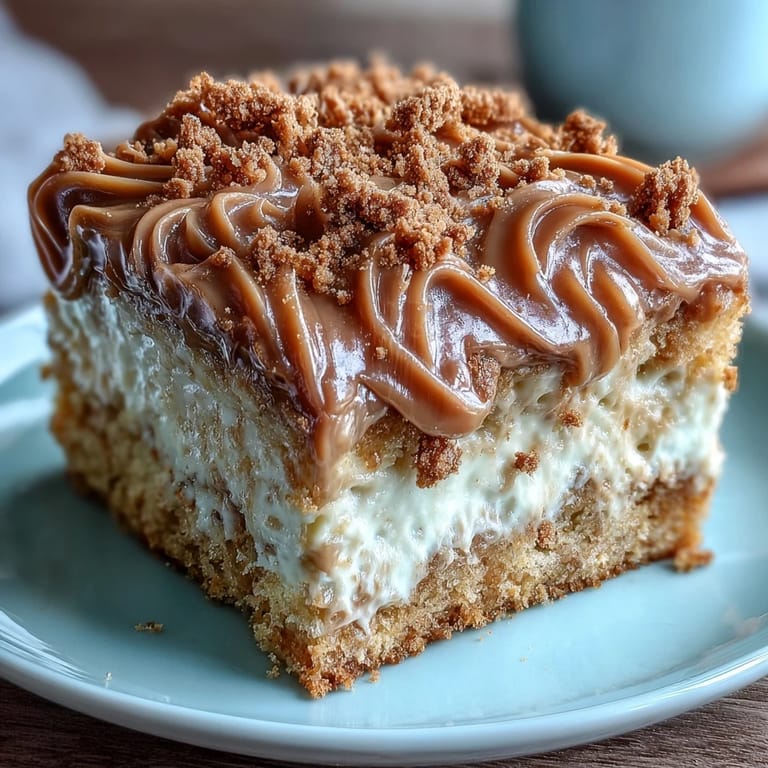 Moist Decadent Baked Biscoff Cake with Creamy Lotus Frosting and crumbled Lotus cookies on top, served for dessert with coffee or tea.