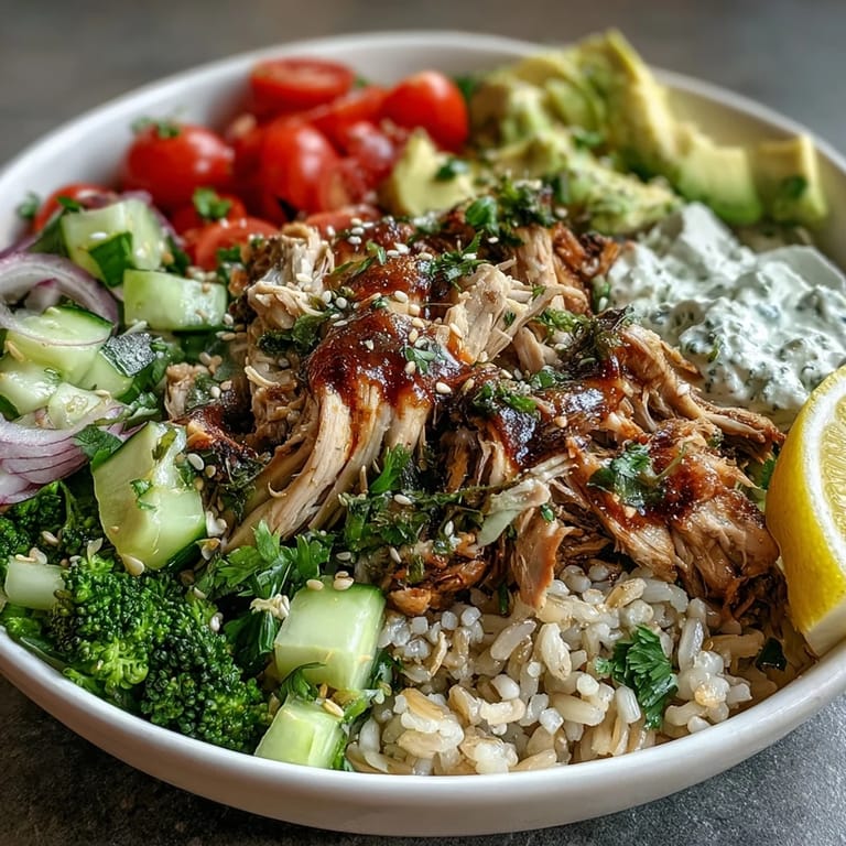 A wholesome Rotisserie Chicken Bowl with steamed broccoli, avocado, and lemon, ready for a quick, nutritious dinner.