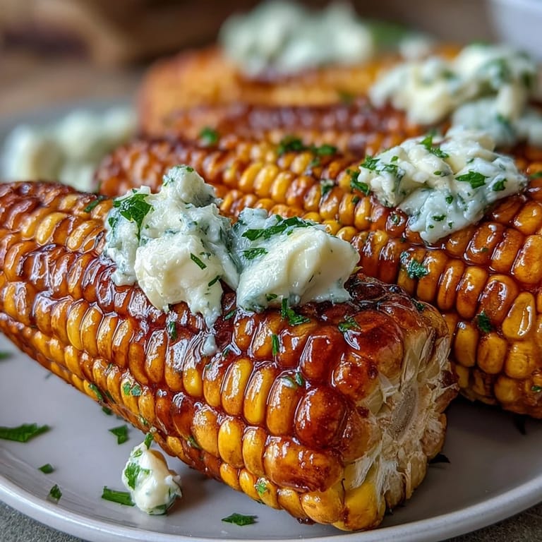Tender corn on the cob cooked in the microwave and finished with fragrant garlic butter, perfect for a speedy side.