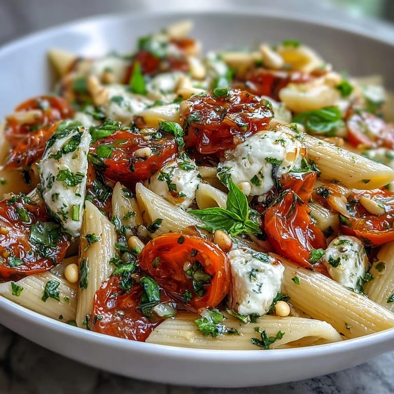 Colorful Caprese pasta salad featuring al dente pasta, juicy tomatoes, creamy mozzarella, and fresh basil for a refreshing summer dish.