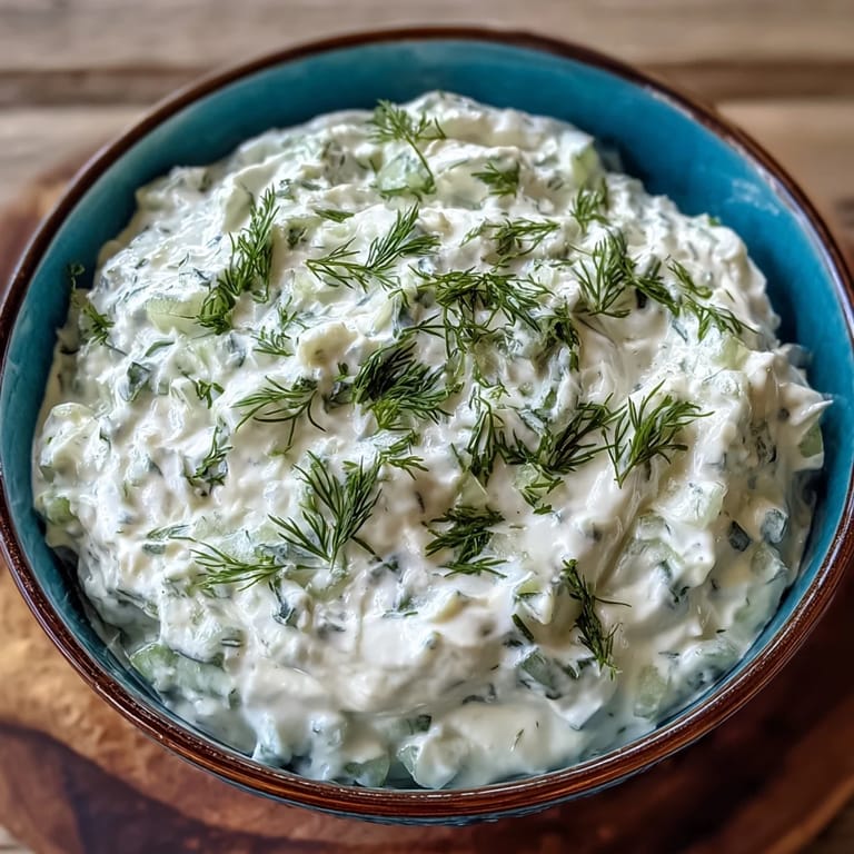 Cooling Skyr Tzatziki Dip, a vibrant green, perfect with pita and veggies.