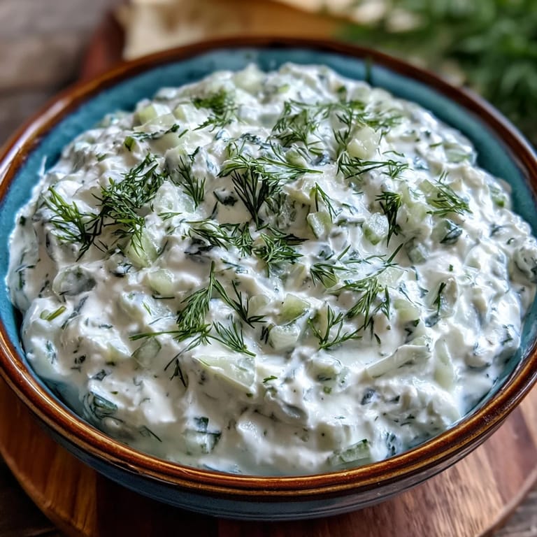 Delicious Skyr Tzatziki Dip, ready in minutes for your next party appetizer.