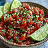 Crisp pickle de gallo salsa, bursting with fresh tomato, lime, and cilantro flavors.